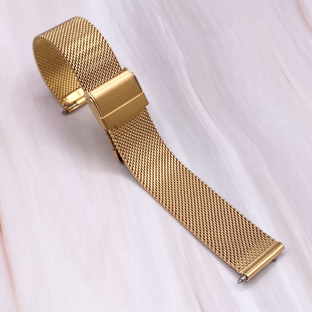 Gold MESH WATCH STRAP Band w Locking Clasp 14mm 16mm 18mm 20mm 22mm Quik Release